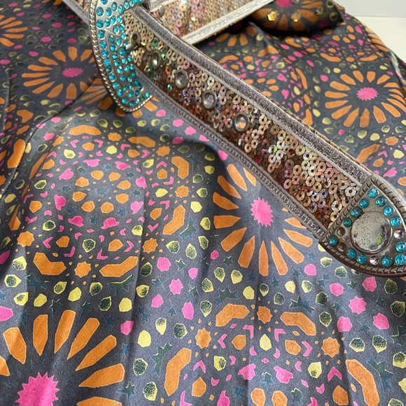 Vintage blue rhinestone and gold sequin belt -small - Picture 3 of 7